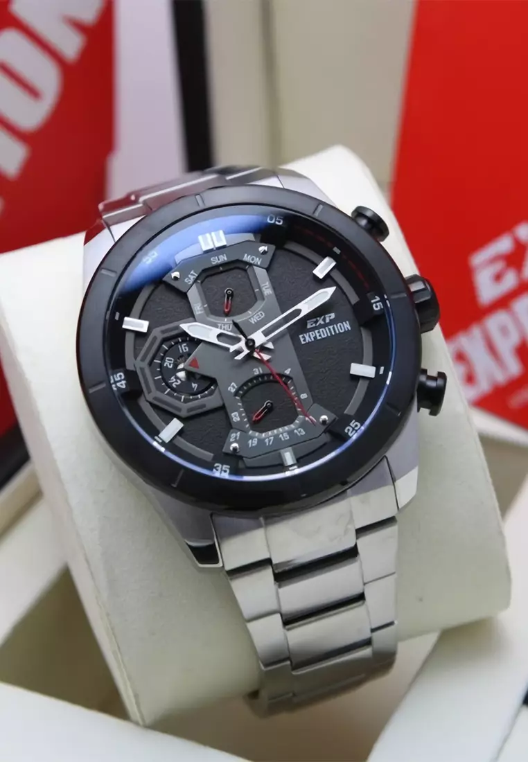 Expedition EXP - Male Analog Watches - Jam Tangan Chronograph Pria - Silver - Stainless Steel Bracelet - 6828 MFBTBBA