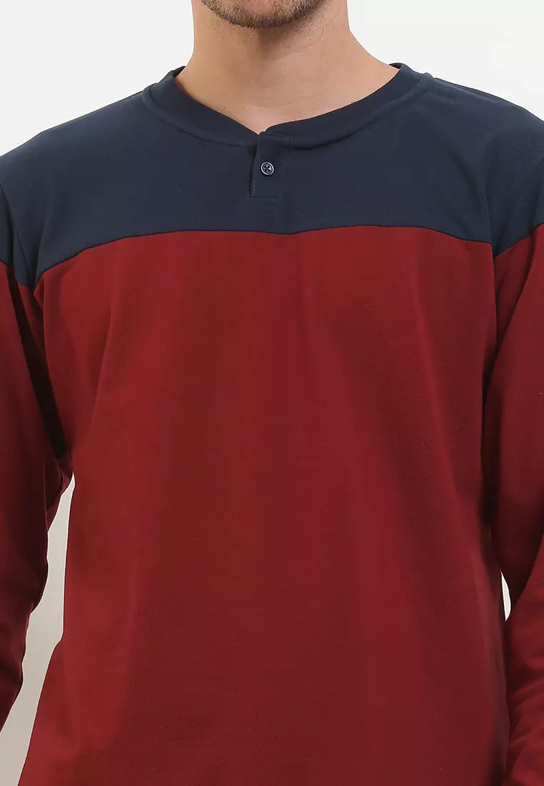 Jual Tolliver Two Tone Button Down Henley Original 2024 ZALORA Indonesia
