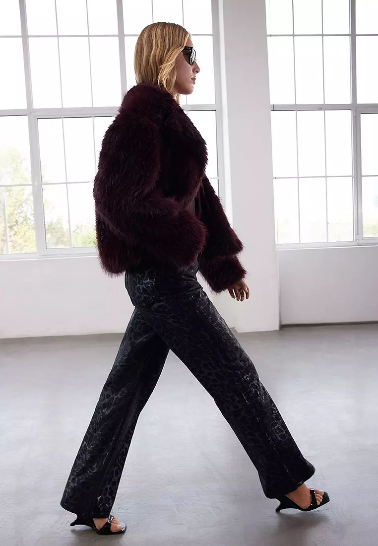 Claret Red Oversize Fur Coat TWOAW25MO00035