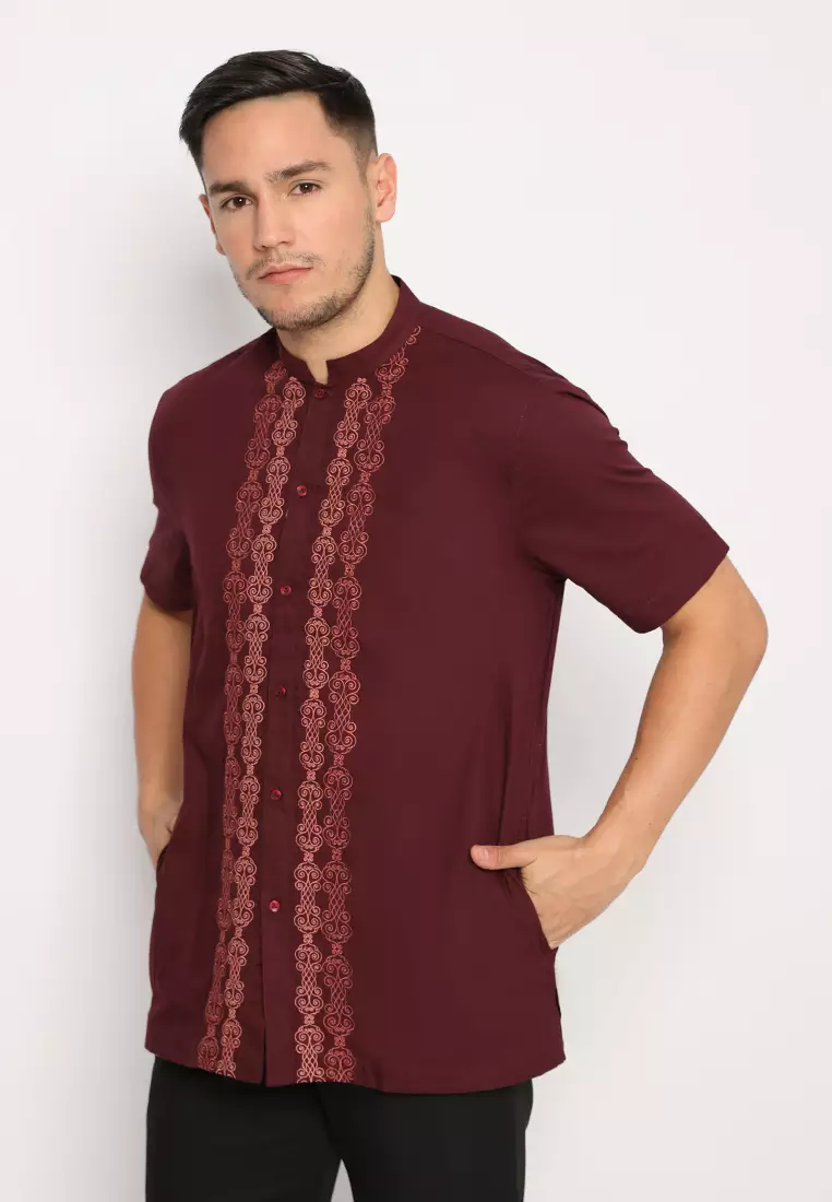 Jobb Qadir Baju Koko Pria Lengan Pendek Regular Fit Maroon