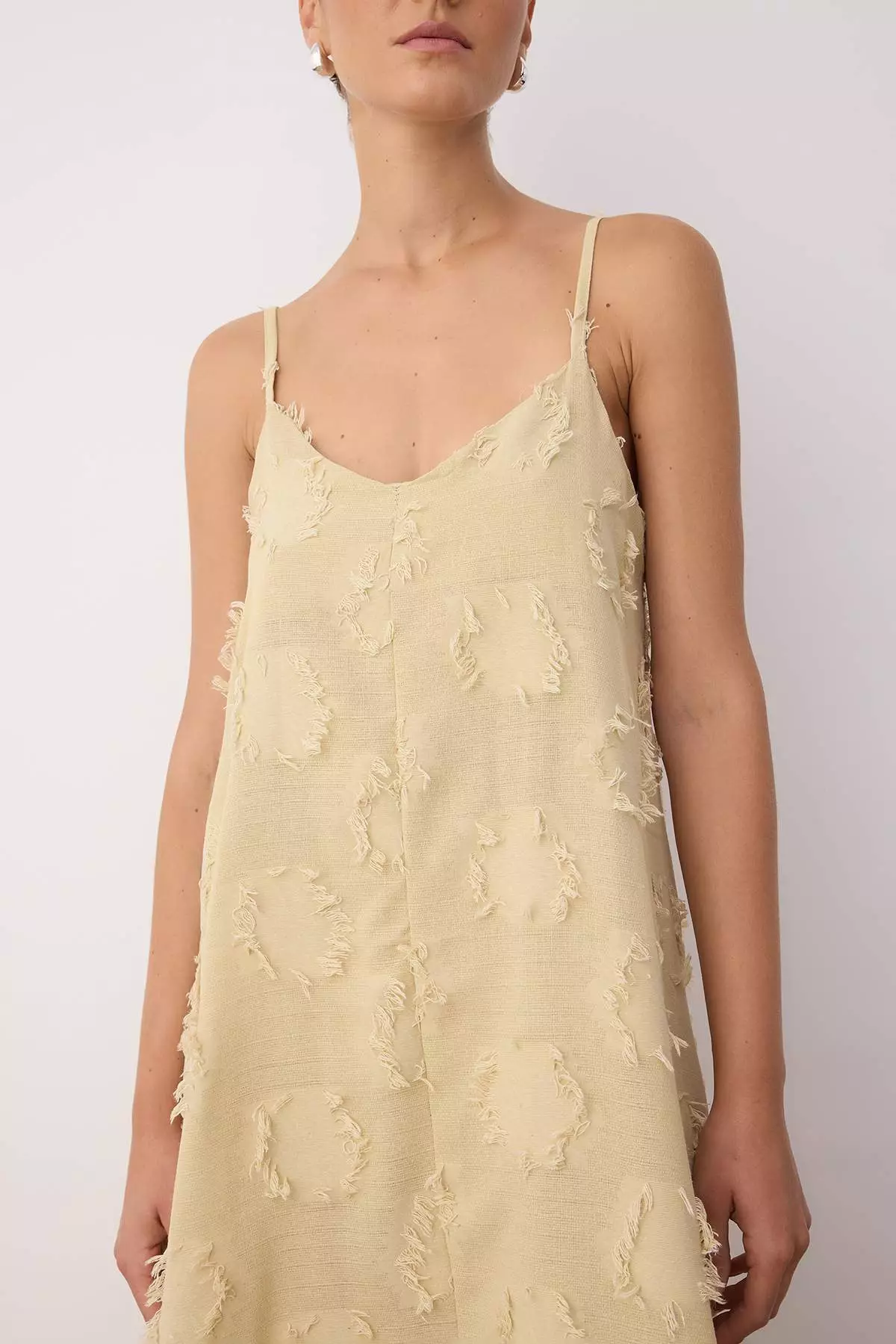 Mink Plain Midi Woven Dress