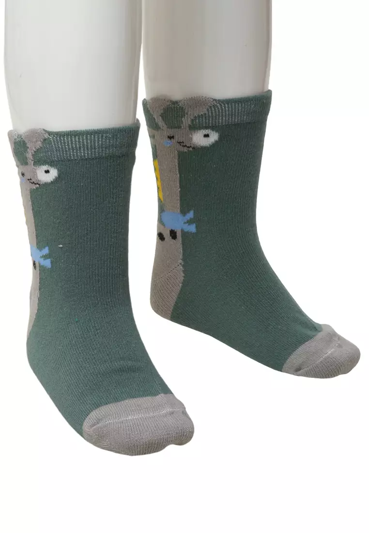 Axel Kaos Kaki Anak Pria Giraffe Motive Comportable Kid Socks Elastis Material Cotton ORIGINAL - Green