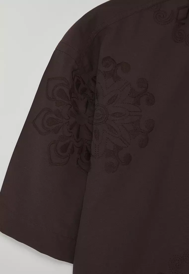 Limited Edition Brown Boxy Fit Embroidered Shirt TMNSS25GO00039