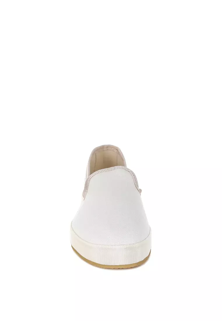 Buy London Rag Round Toe Canvas Loafers In Off White 2025 Online | ZALORA