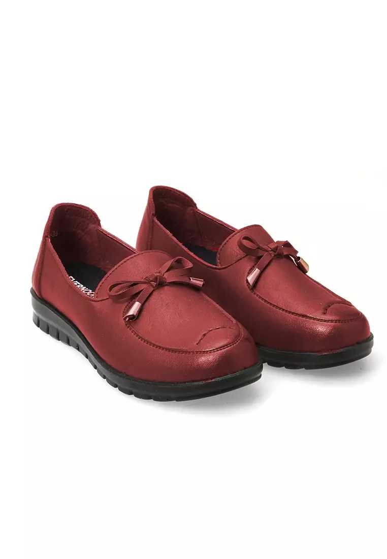 Flat Loafers Sepatu Kerja Wanita Casual Fashion High Quality - Red