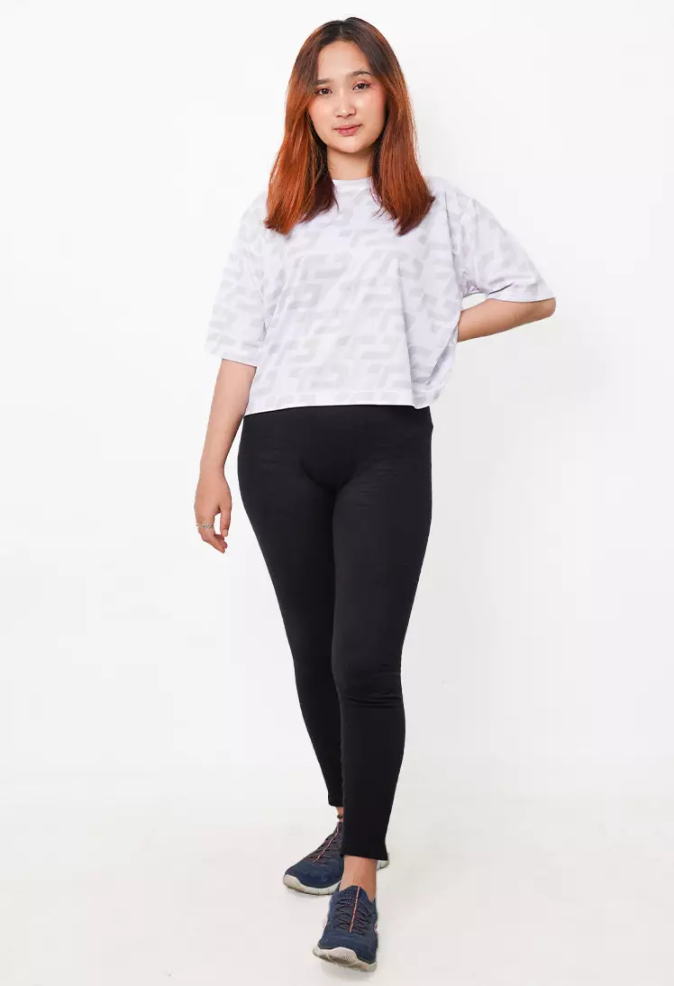 LSB34 baju olahraga wanita crop top oversize big size dry fit gym aerobic zumba poundfit senam putih