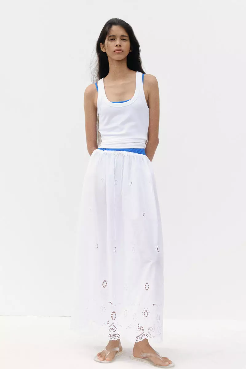 Broderie anglaise drawstring skirt