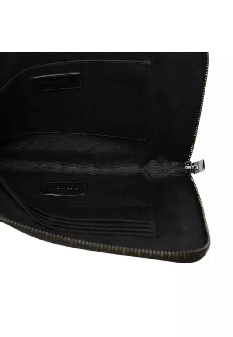 Pre-Loved Saint Laurent Croc Embossed Leather Clutch