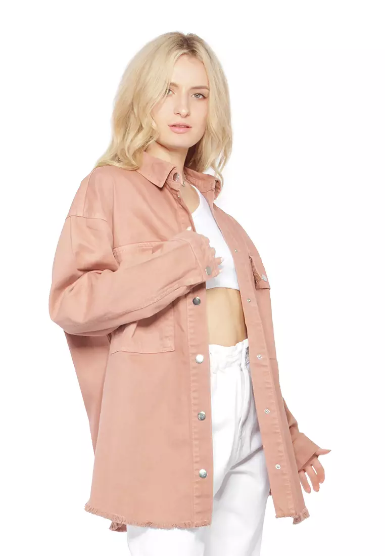 Camel Oversized Long Sleeve Shacket