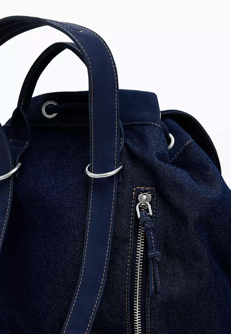Medium denim bucket backpack