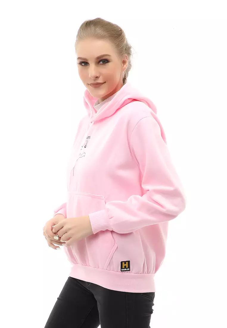Hardwin Hoodie Jacket Rose Casual Wanita Material Fleece ORIGINAL - Baby Pink