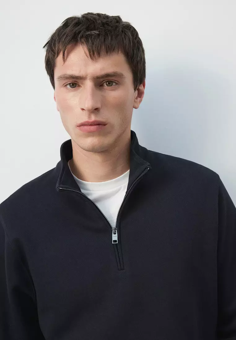 100% Cotton Zip-Neck Sweatshirt