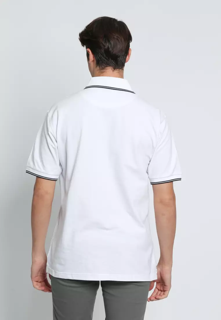 WHITE CASUAL POLO SHIRT REGULAR FIT