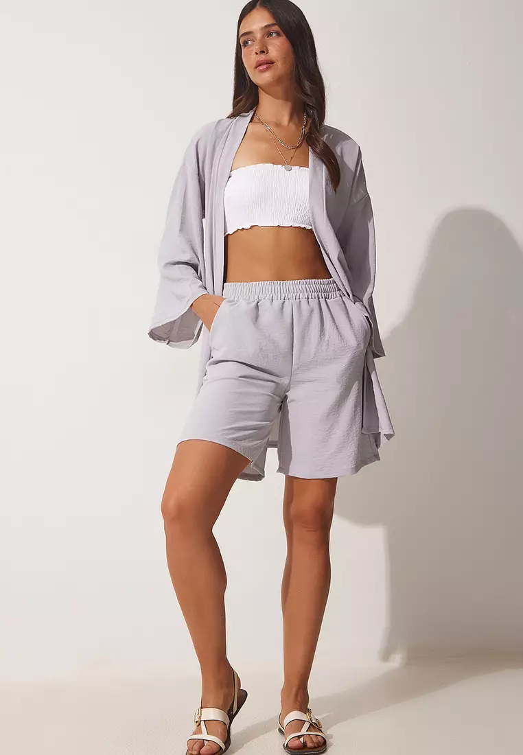 Flowy Kimono with Shorts Set