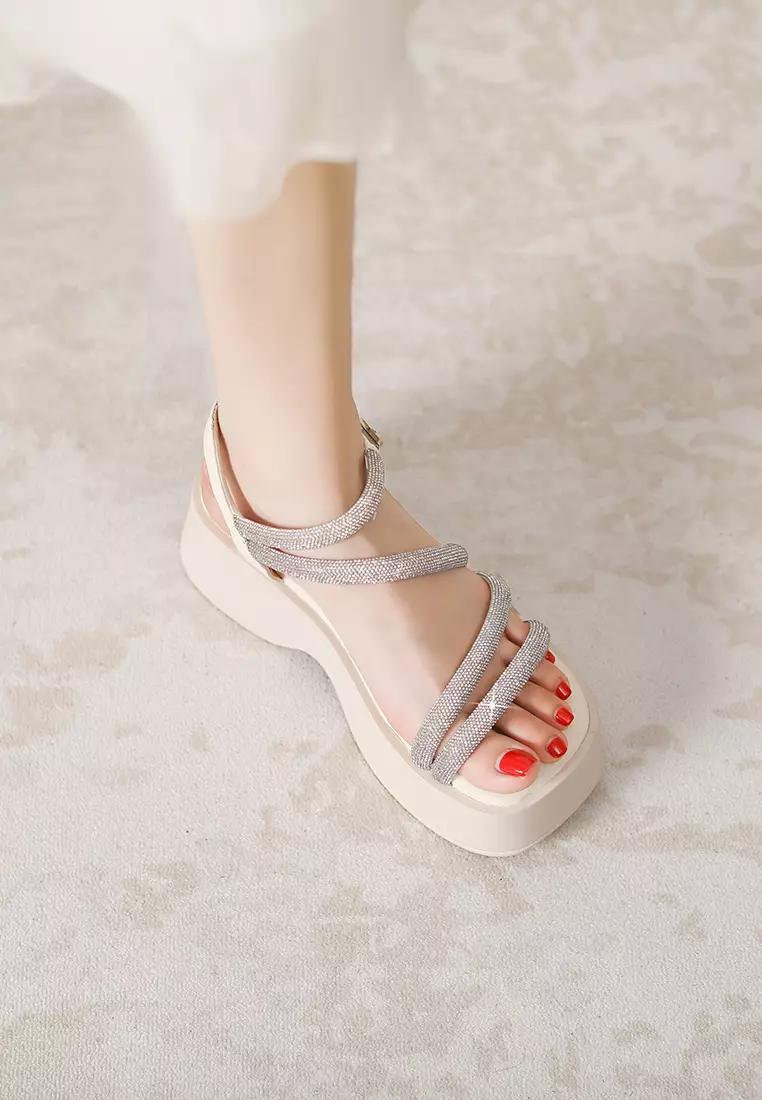 Platform Rhinestone Strap Roman Sandal SB223-5