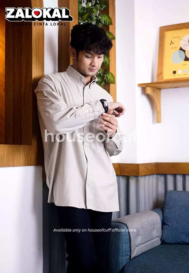 Houseofcuff Kemeja Pria Oversize/Outer Linen Look Unisex Abu Muda