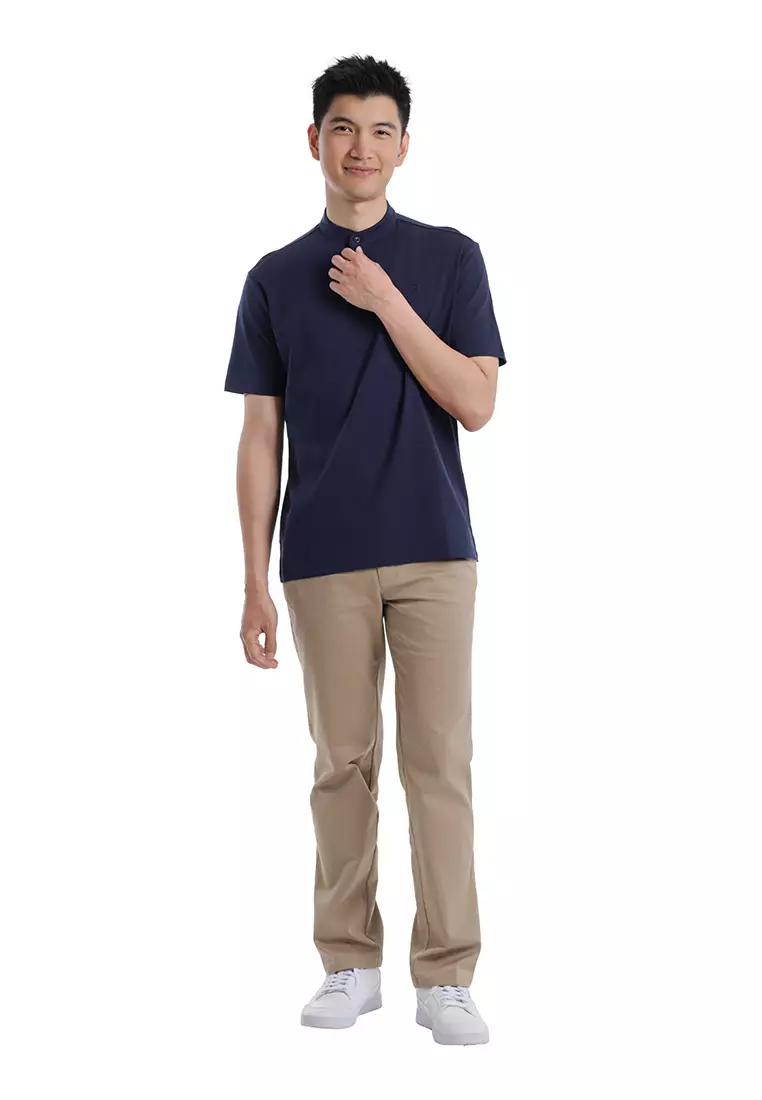 Byford Mandarin Polo Shirt Short Sleeve - 3626001A-39Navy