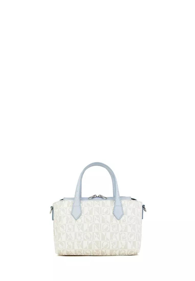 Bonia White/Light Blue Simona Monogram Crossbody Bag