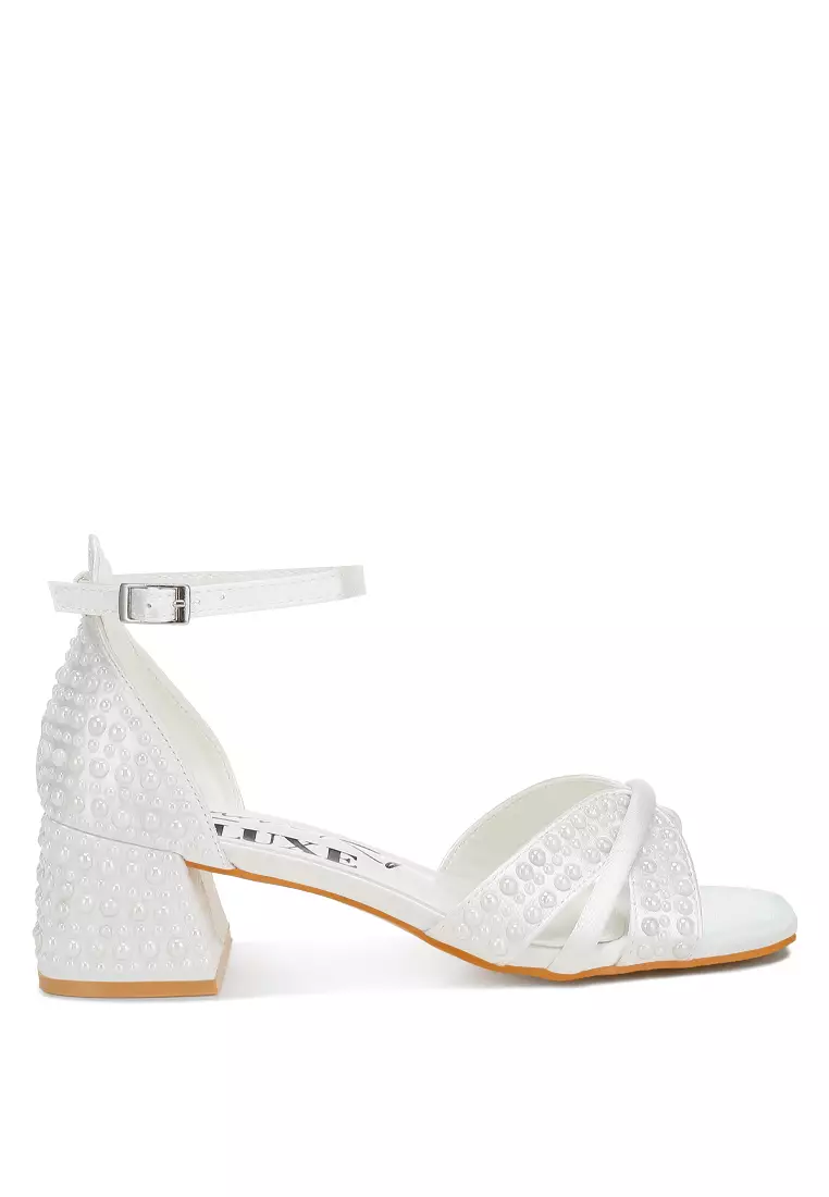 Discount on London Rag  shoes - SKU: Pearl Embellished Strappy Sandals in White