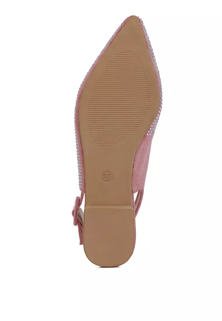 Bagal Slingback Berlian Imitasi Merah Muda