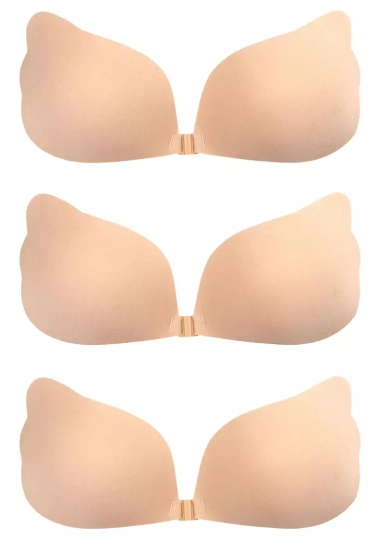 Extreme Push Up Strapless Adhesive Breast Forms Bra Foam Women's+Knickers  Strappless Bra Bra Lifts Non Wiredbra Flower Beige : : Fashion