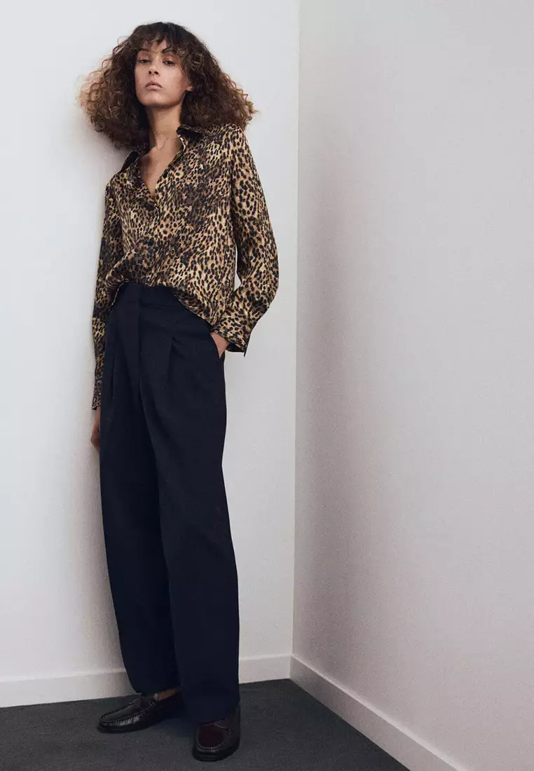 Leopard-Print Satin Shirt