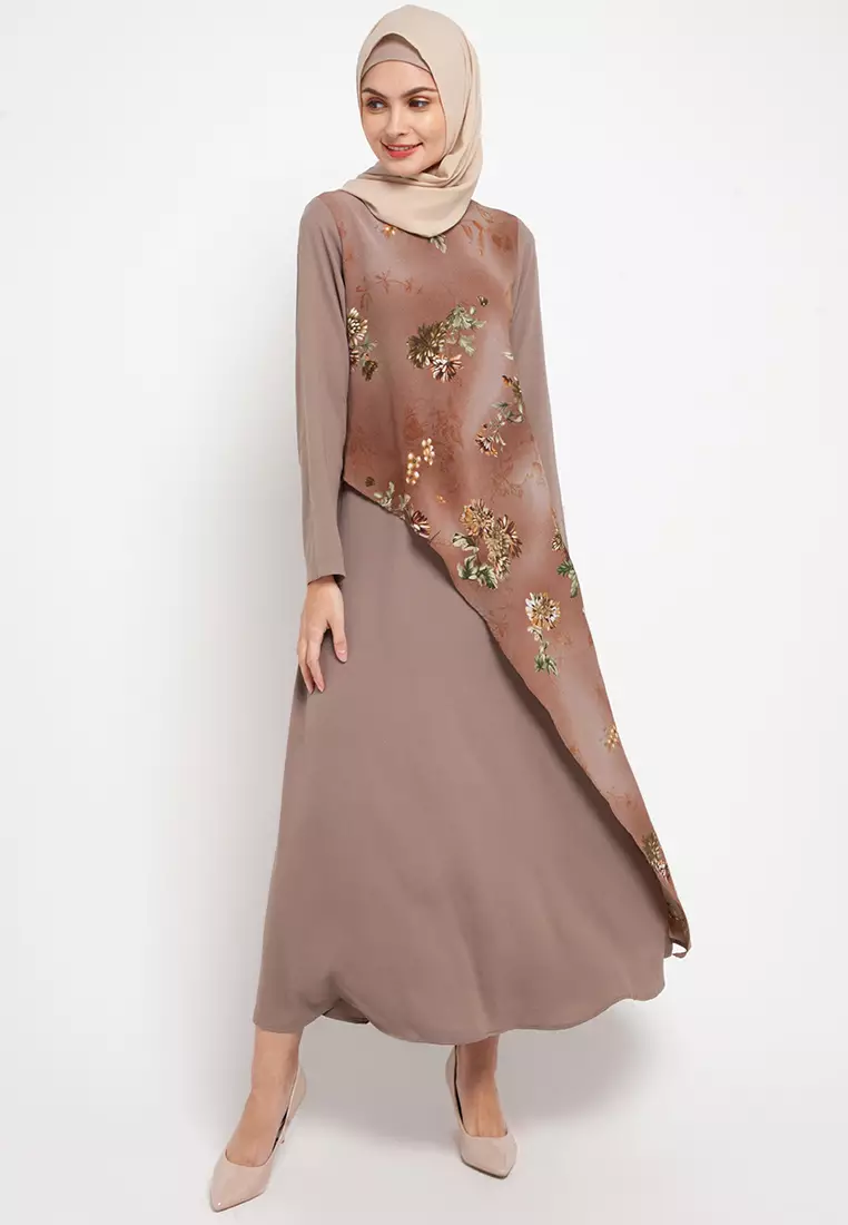 Bean Maxi Dress In Dark Brown Print