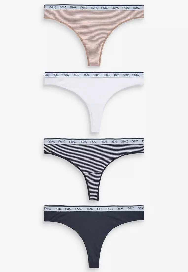 棉質標誌內褲4件裝 - 丁字褲