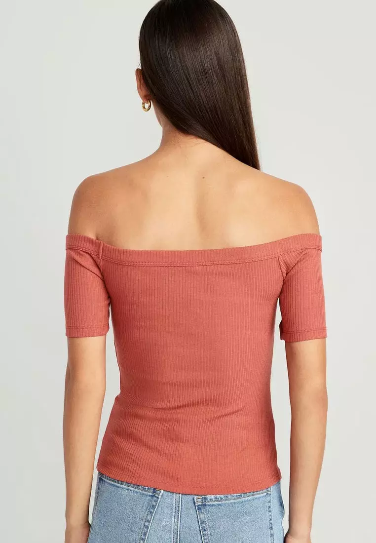 Fitted Off-The-Shoulder T-Shirt for Women