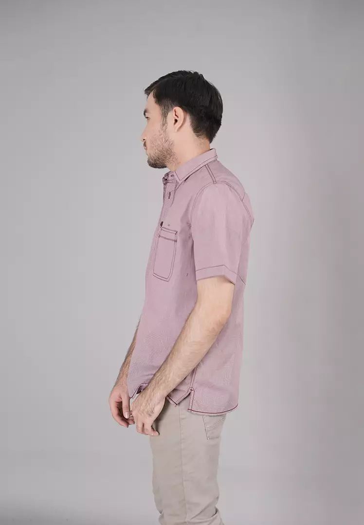 LGS - Kemeja Casual Pria - Lengan Panjang - Motif Polos - Merah - CSH.270.S1149.190.C