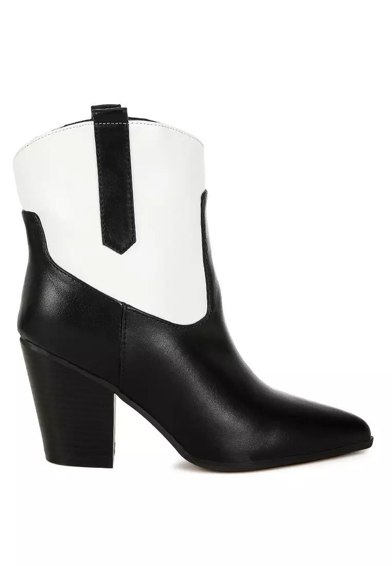 Two tone black and white boots on sale
