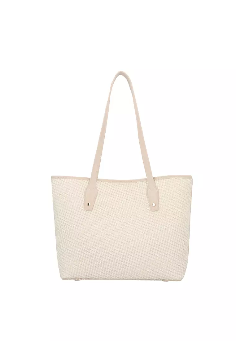 Alaina Woven Tote Bag - Beige