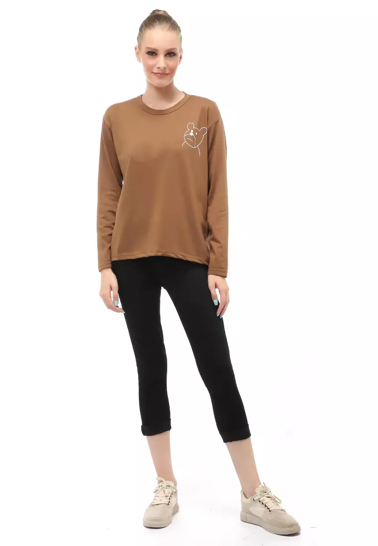Dreama Kaos Oversized Long Sleeves Atasan Wanita Relaxed Fit - Mopan Bubu The Bear