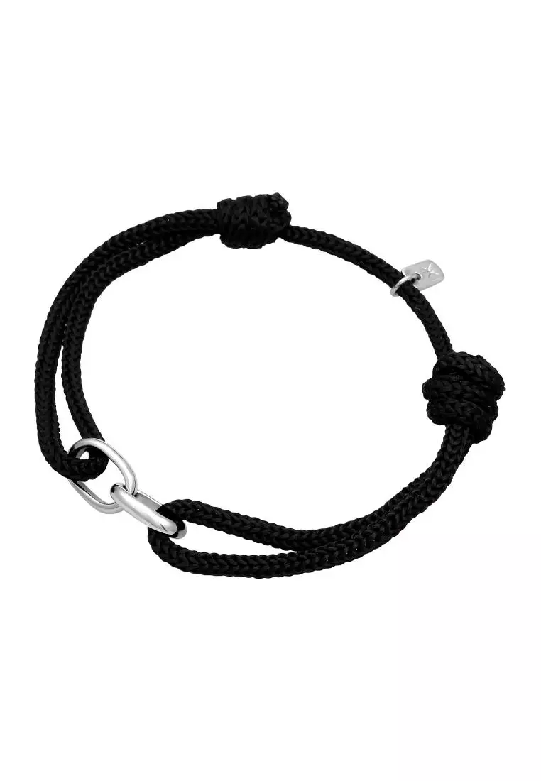 男士手链 链式元素 尼龙带 黑色