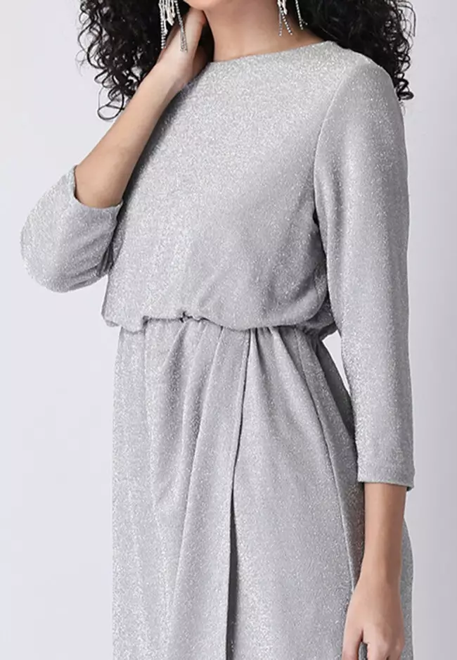 Shimmer Layered Blouson Sleeve Dress