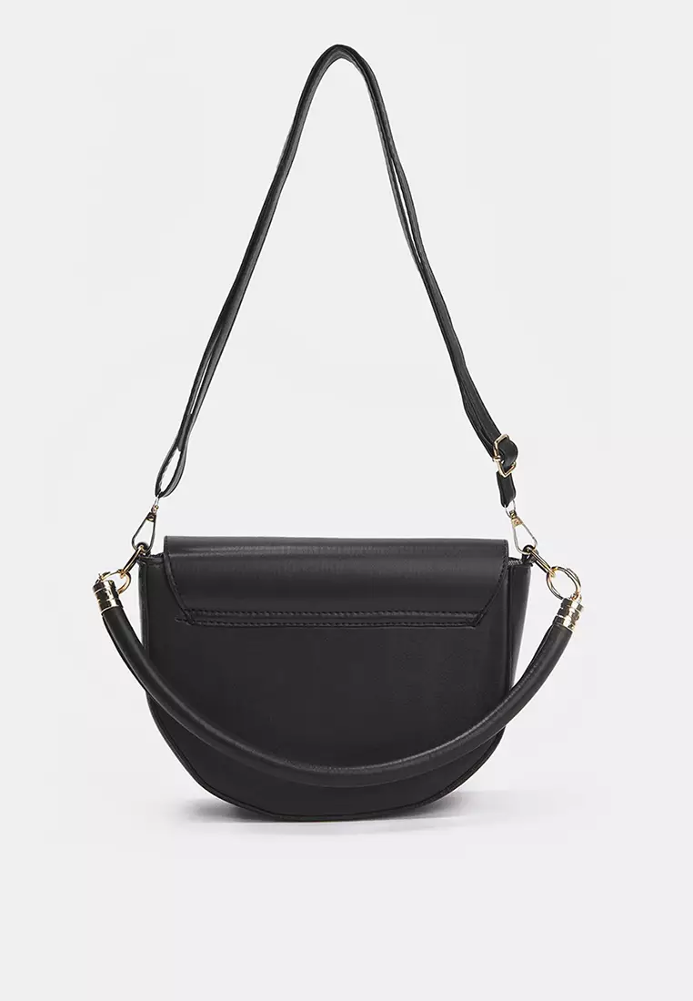 Black Metal Buckle Detailed Women's City Shoulder Bag Takaw26Oc00022