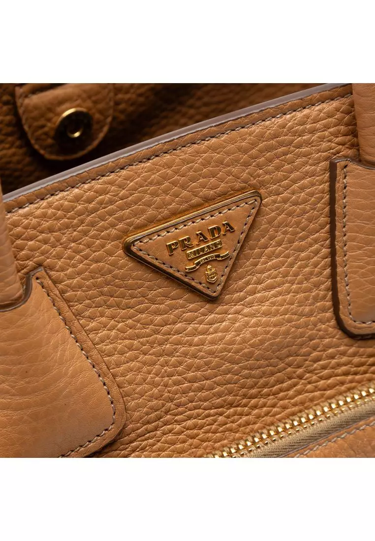 Pre-Loved Prada Vitello Daino Front Pocket Open Convertible Tote