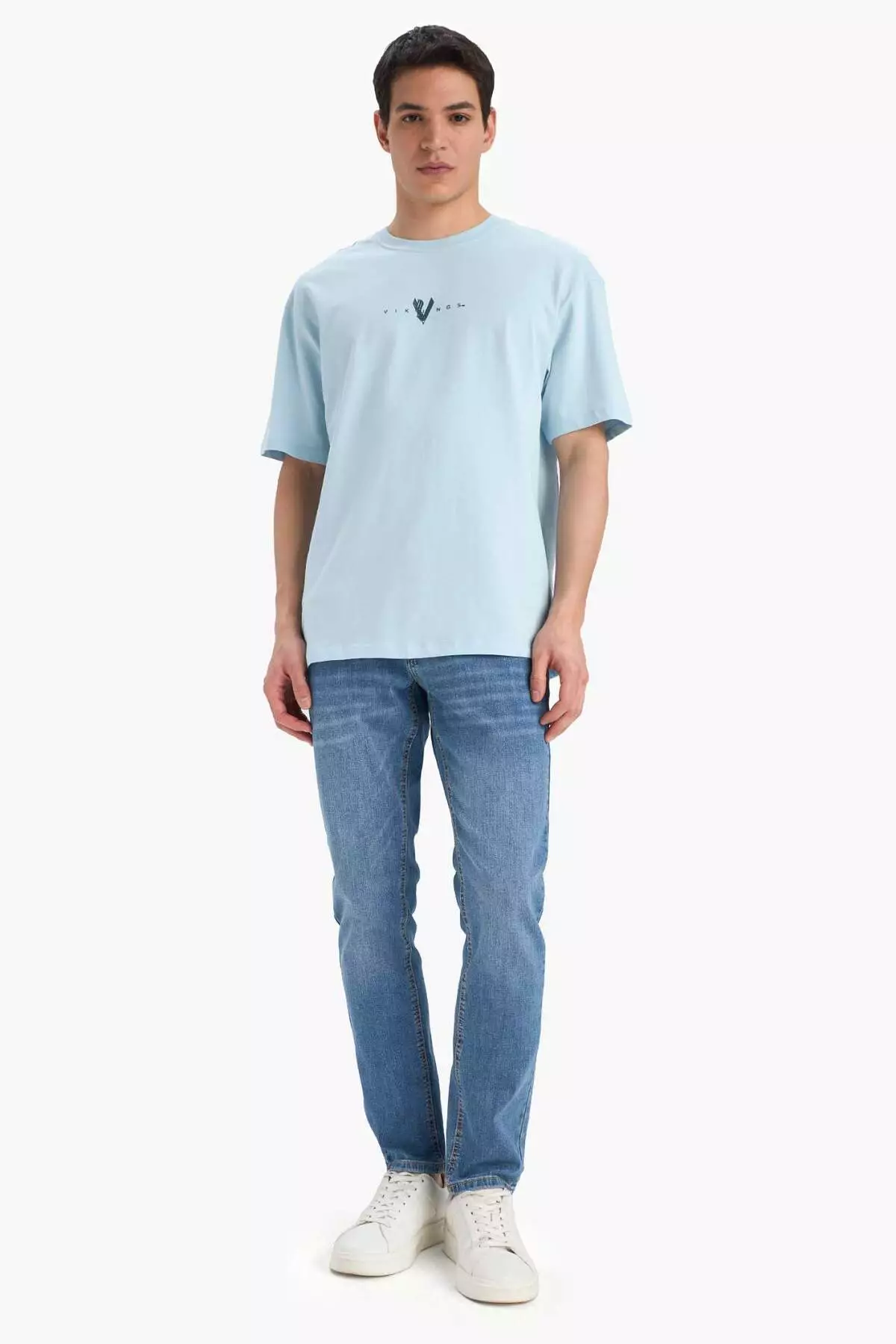 100% 純棉維京人舒適圓領背面印花短袖T恤 B8092Ax25Sp