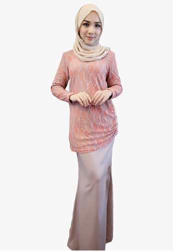 Lace Kurung Moden from Zoe Arissa in Pink