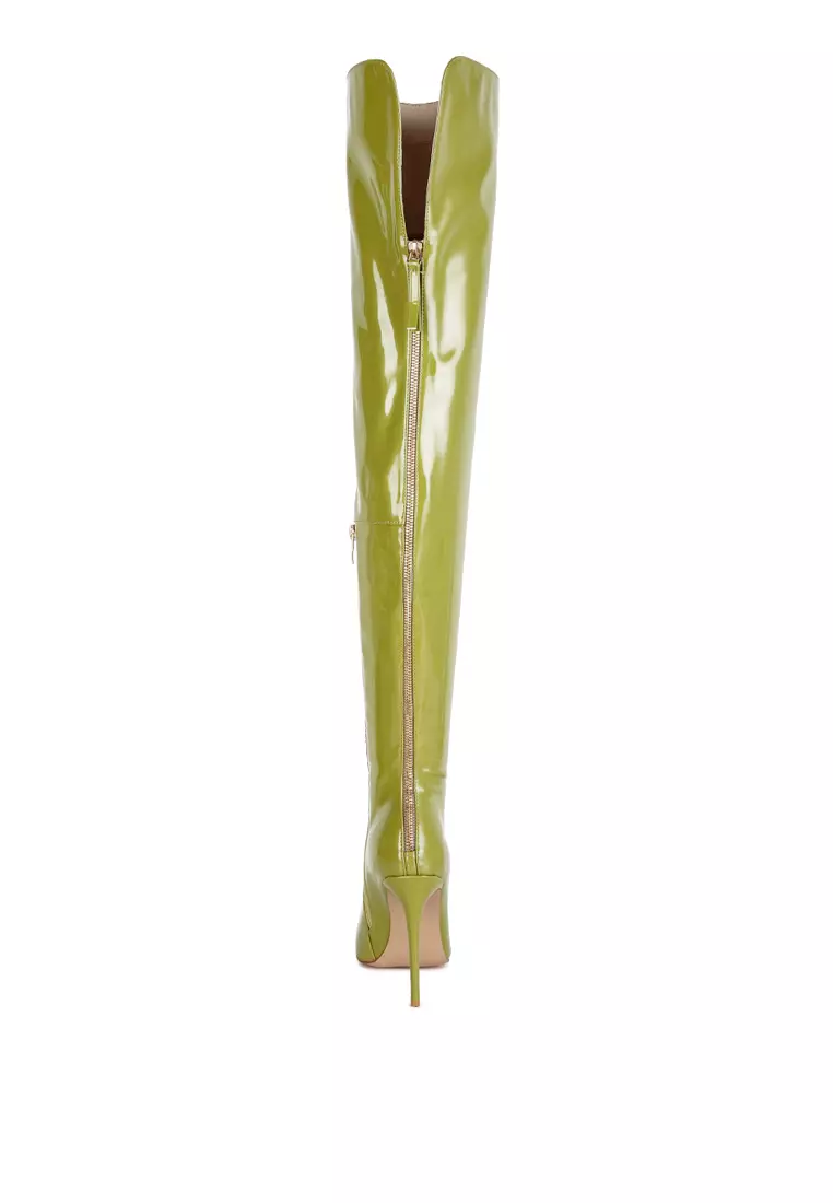 Buy London Rag Neon Green Patent PU Long Stiletto Boots Online | ZALORA ...