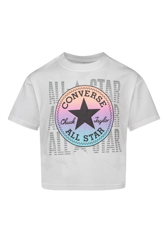 Converse white Converse Ruched Knit Tee (Little Kids) C650AKADC8AD9AGS_1