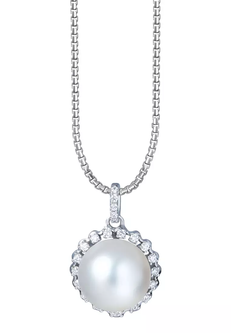 TOMEI Pearl Pendant, White Gold 750