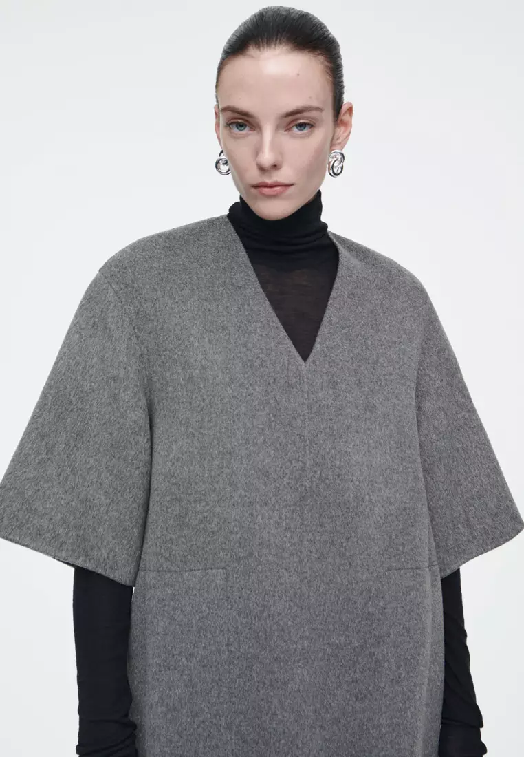 V-Neck Double-Faced Wool Dress