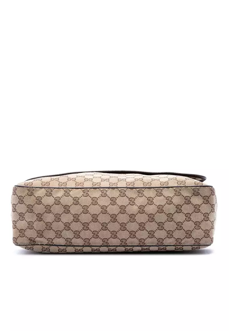Pre-Loved Gucci Gg Canvas Web Flap Messenger Bag