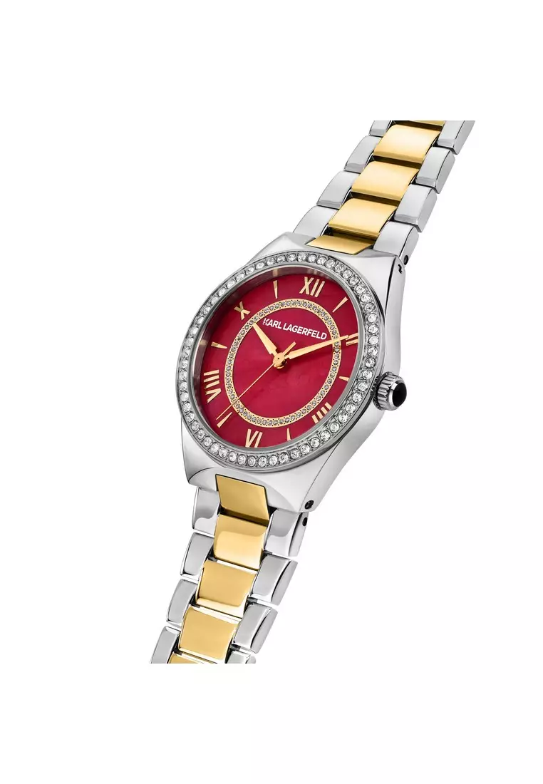 【2 Years Warranty】KARL LAGERFELD Hamburg Collection 30mm Women's Red Dial Quartz Watch R0553105503