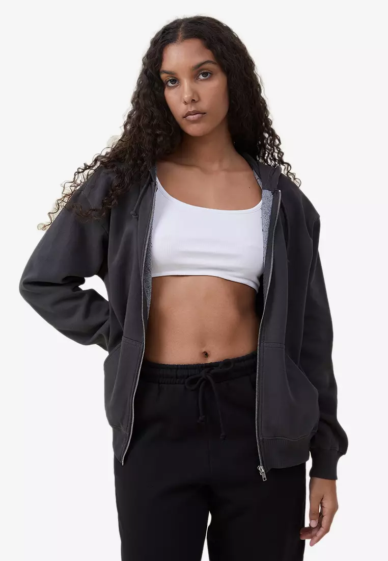 Womens black zip new arrivals through hoodie