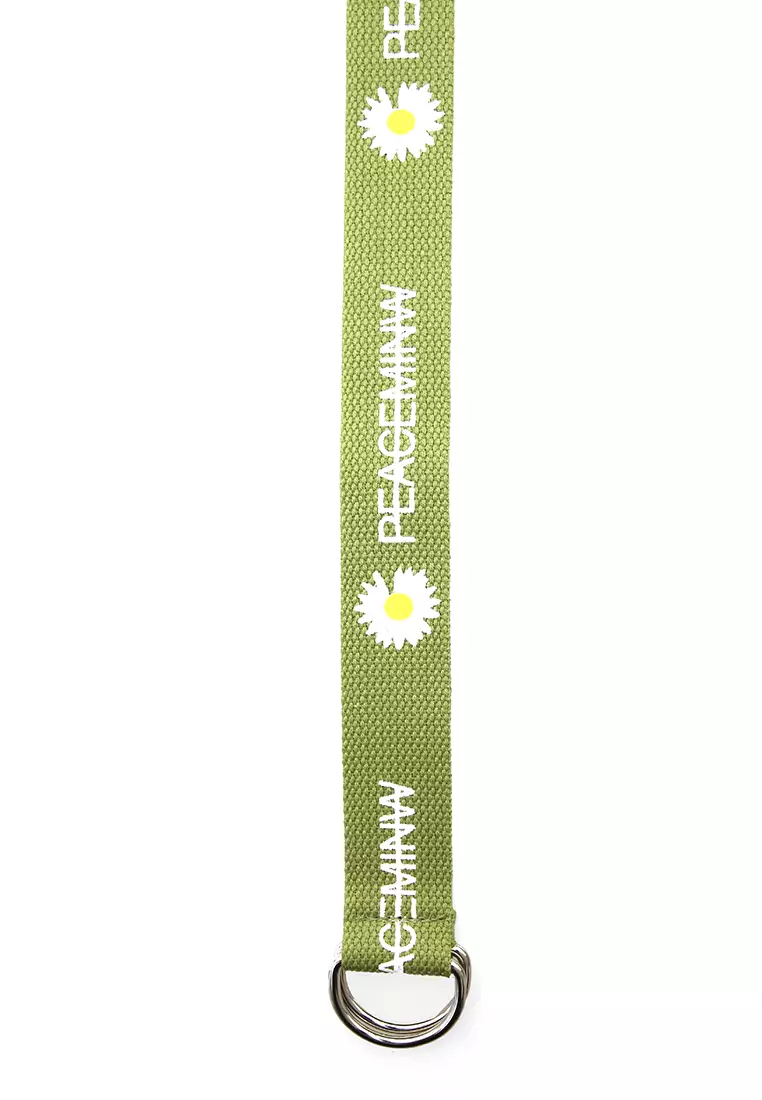 Hasina Aksesoris Fashion Ikat Pinggang Wanita Motif Bunga Casual Belt Material Canvas ORIGINAL - Green