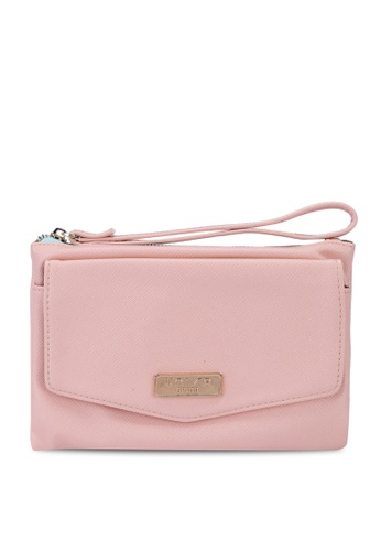 UNISA pink Saffiano Wristlet Pouch 0966CAC35ABF22GS_1