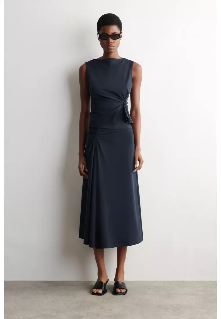 cos ribbed cotton dress Cos Ribbed Cotton-knit V-neck Dress In Blue