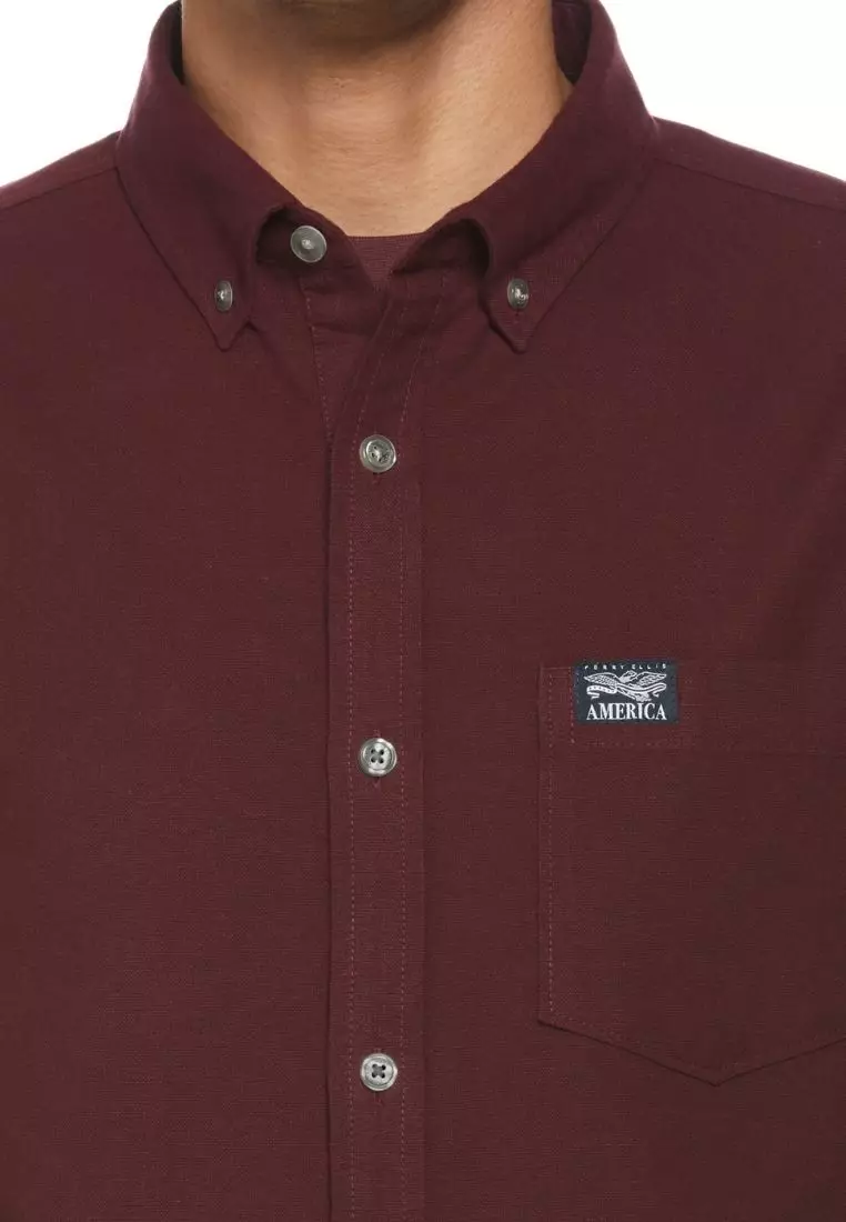 Cotton Oxford Long Sleeve Button-Down Shirt